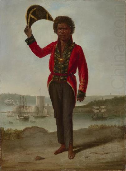 Portrait of Bungaree, a native of New South Wales, with Fort Macquarie, Sydney Harbour,, Augustus Earle